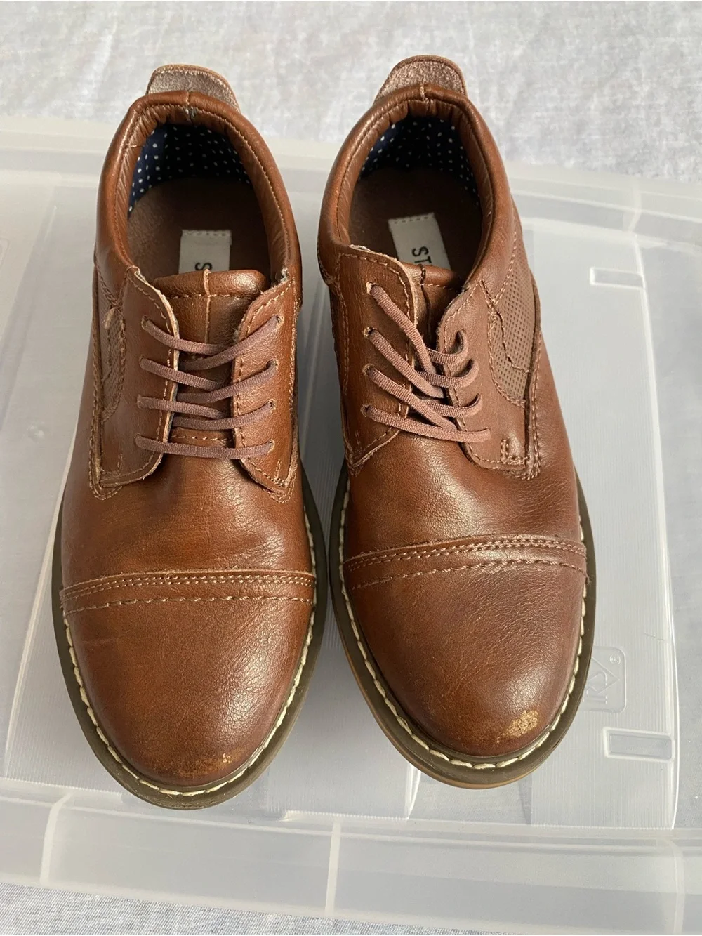 Steve Madden Boys Oliver Cognac Brown Dress Shoes Oxfords Size 11 Holiday